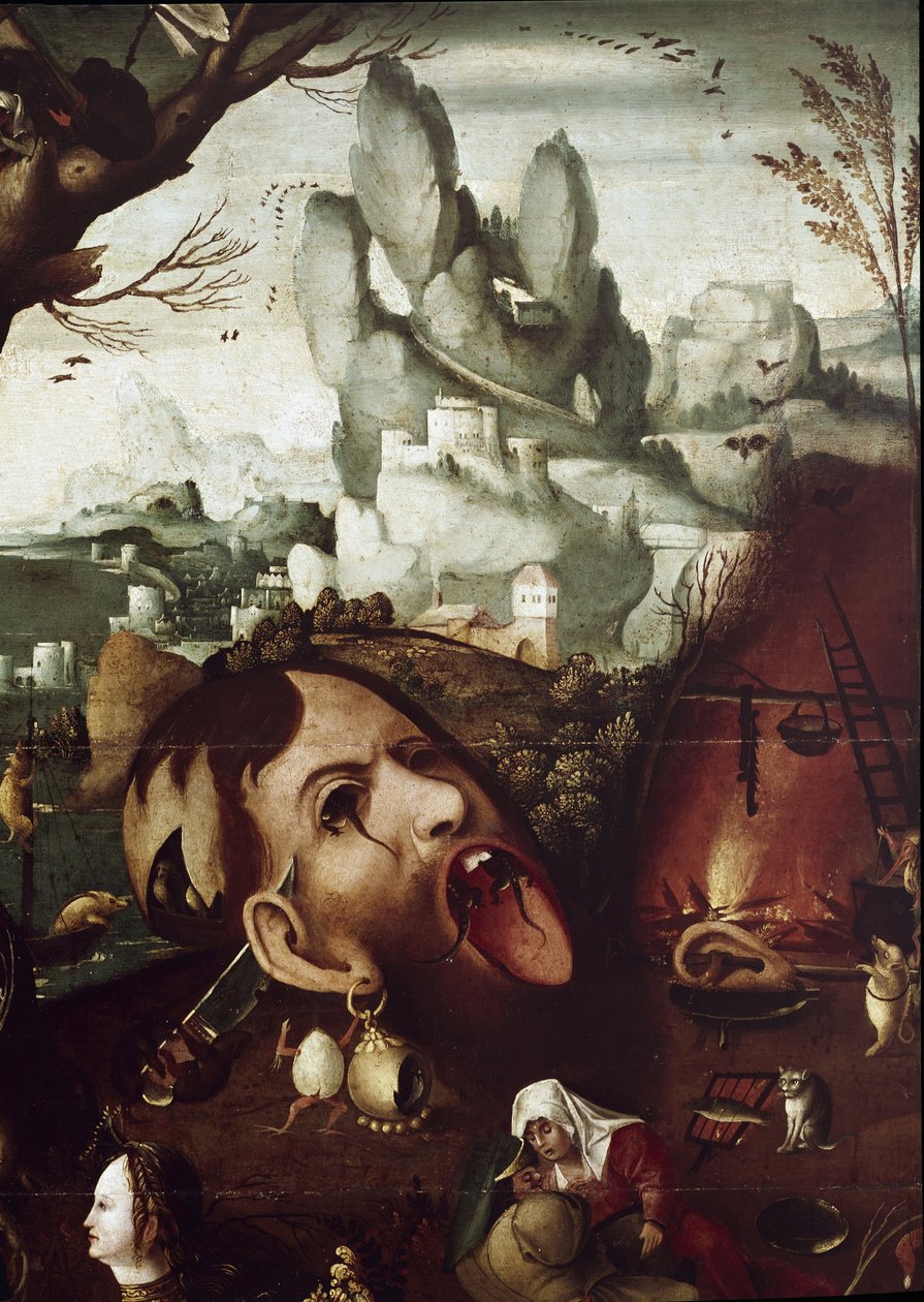 圣安东尼的诱惑（圣安东尼的诱惑）细节绘画 Henri Met de Bles dit Civetta（1480-1550）暗淡 78,5x97,2 cm 威尼斯博物馆 Correr 作者 Herri met de (c.1510 p.1550) Bles