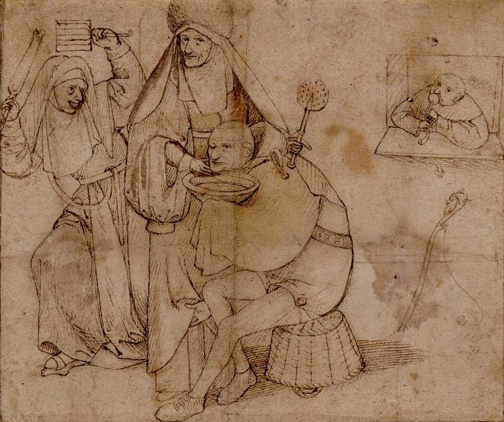一个滑稽的理发场景 作者 Hieronymus Bosch