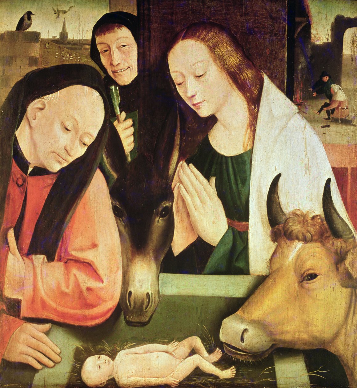 对牧羊人的崇拜（橡木面板上的油） 作者 Hieronymus Bosch