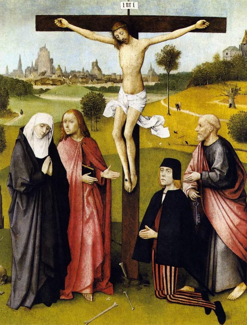 与捐助者被钉十字架 作者 Hieronymus Bosch