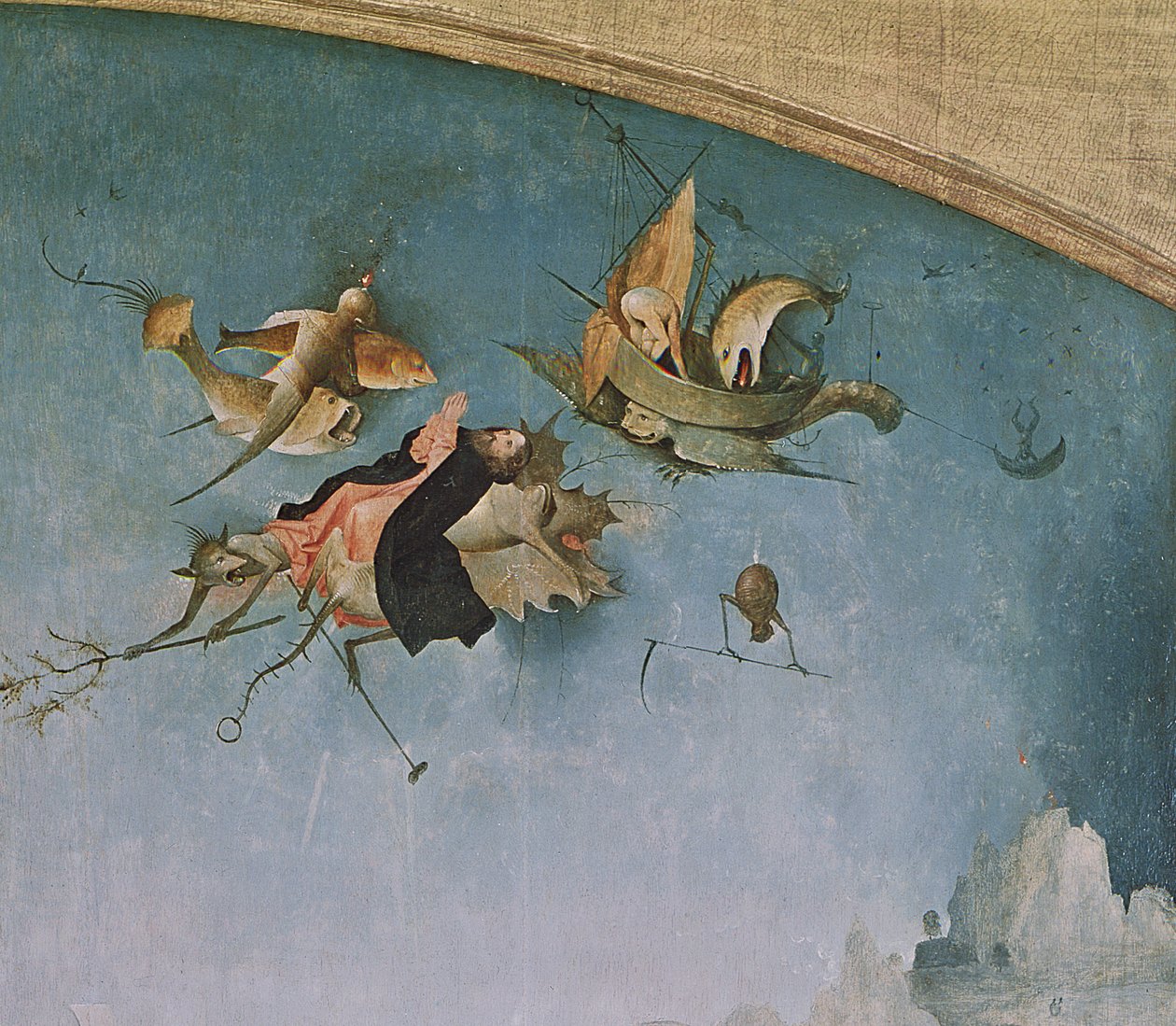 左侧面板的细节，来自圣安东尼诱惑的三联画（细节159327） 作者 Hieronymus Bosch