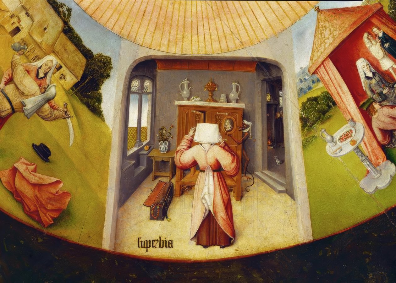 七个主要的罪和最后四个事 作者 Hieronymus Bosch