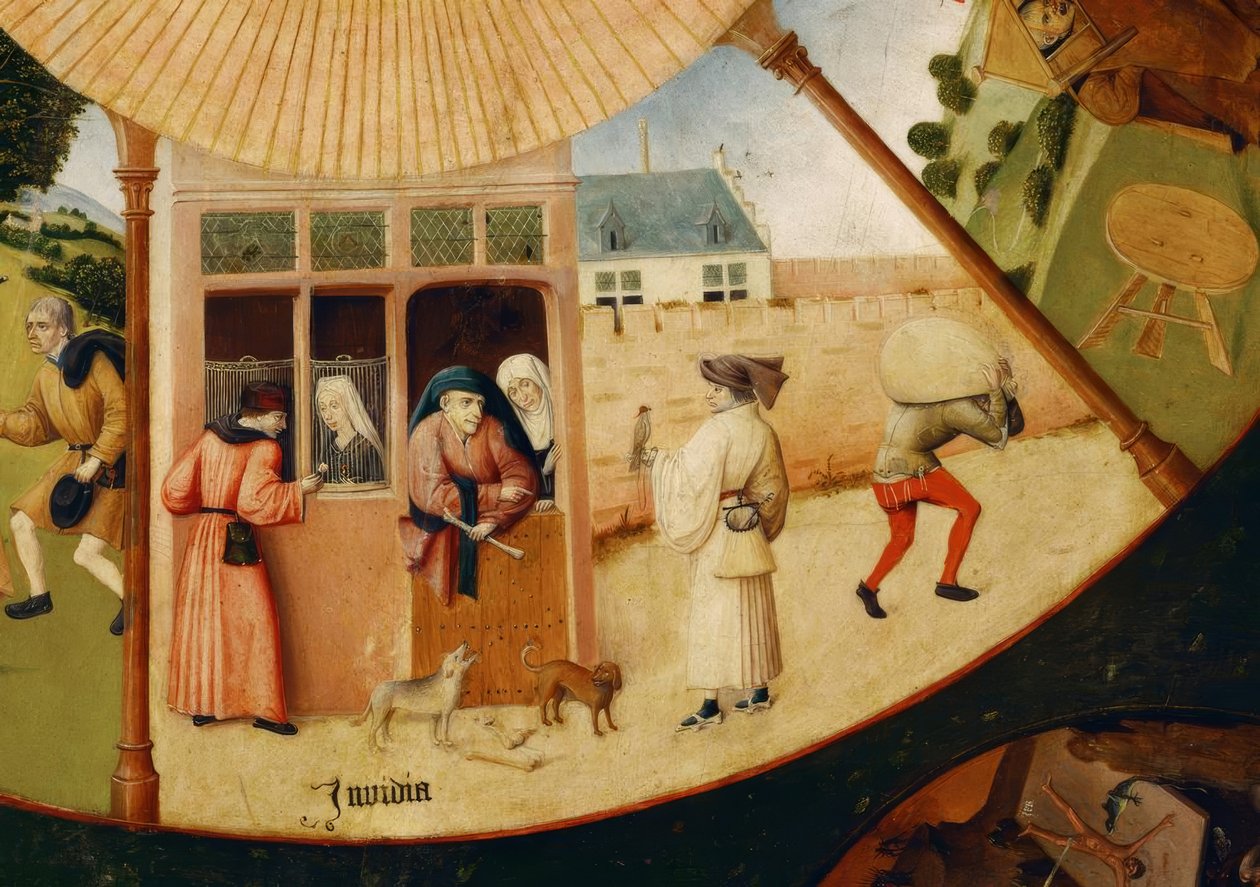 七个主要的罪和最后四个事 作者 Hieronymus Bosch