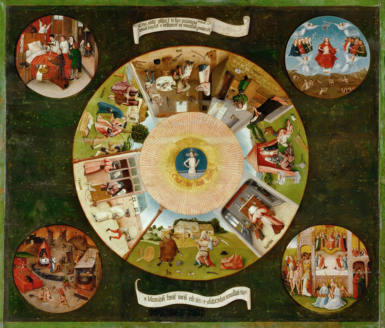 七个主要的罪和最后四个事 作者 Hieronymus Bosch