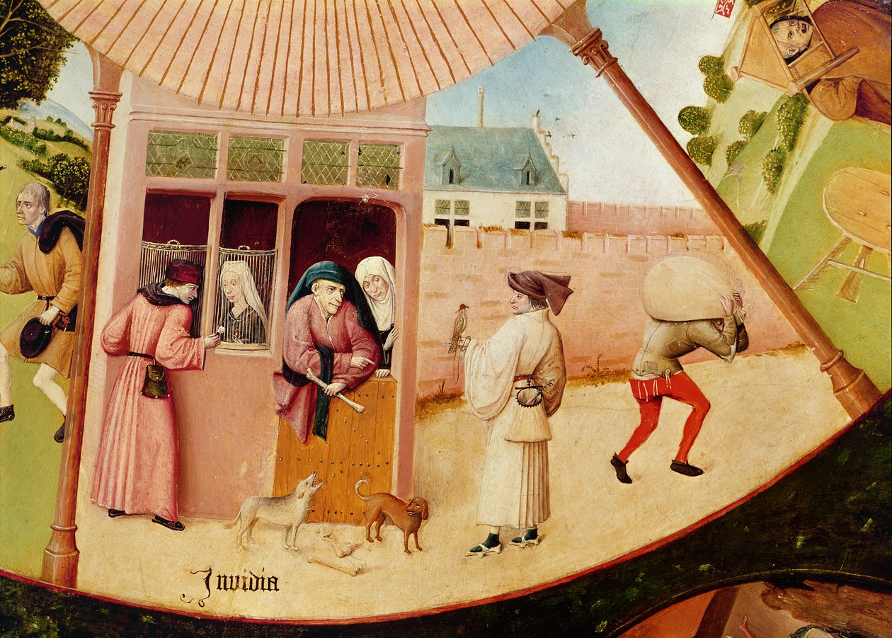 嫉妒，详细来自七宗罪和四种最后的事情，c.1480 作者 Hieronymus Bosch
