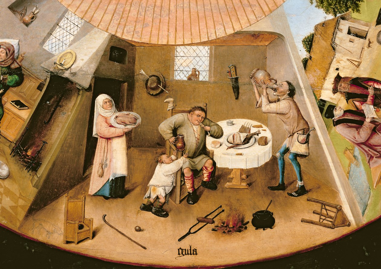 暴食，详细来自七宗罪和四种最后的事情，c.1480（另见169586） 作者 Hieronymus Bosch
