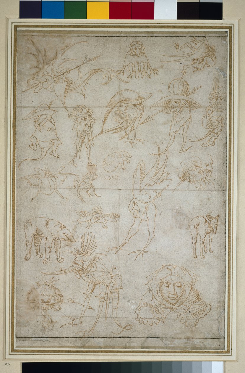 十五世纪的怪诞研究（正面）（笔和纸上写着） 作者 Hieronymus Bosch