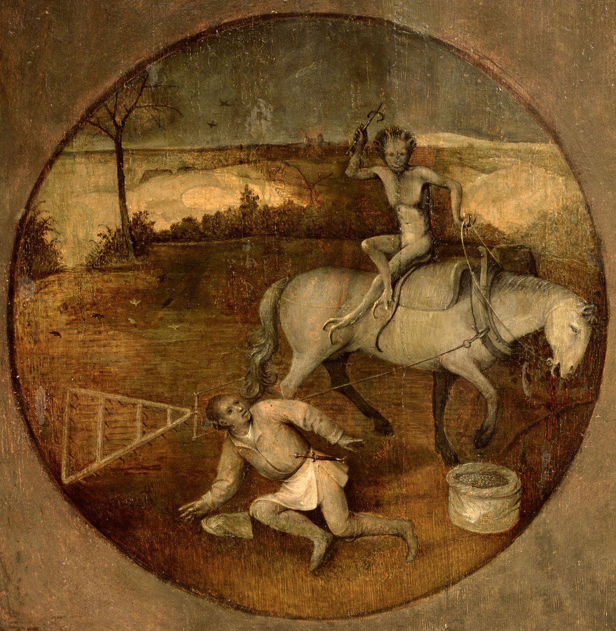 Plowman被一个恶魔诅咒 作者 Hieronymus Bosch