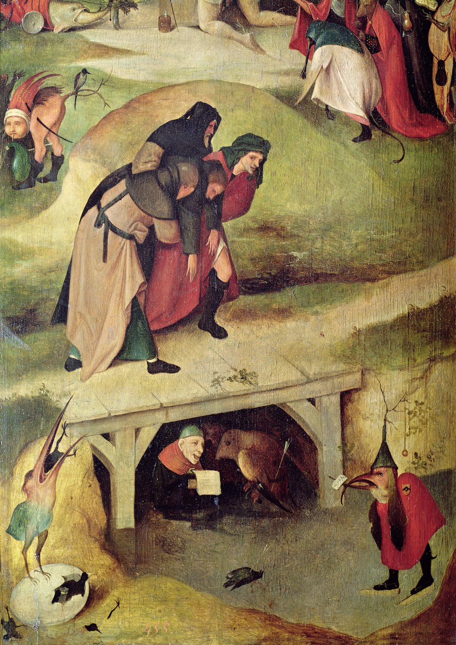 圣安东尼的诱惑，细节从三联画的左手面板 作者 Hieronymus Bosch