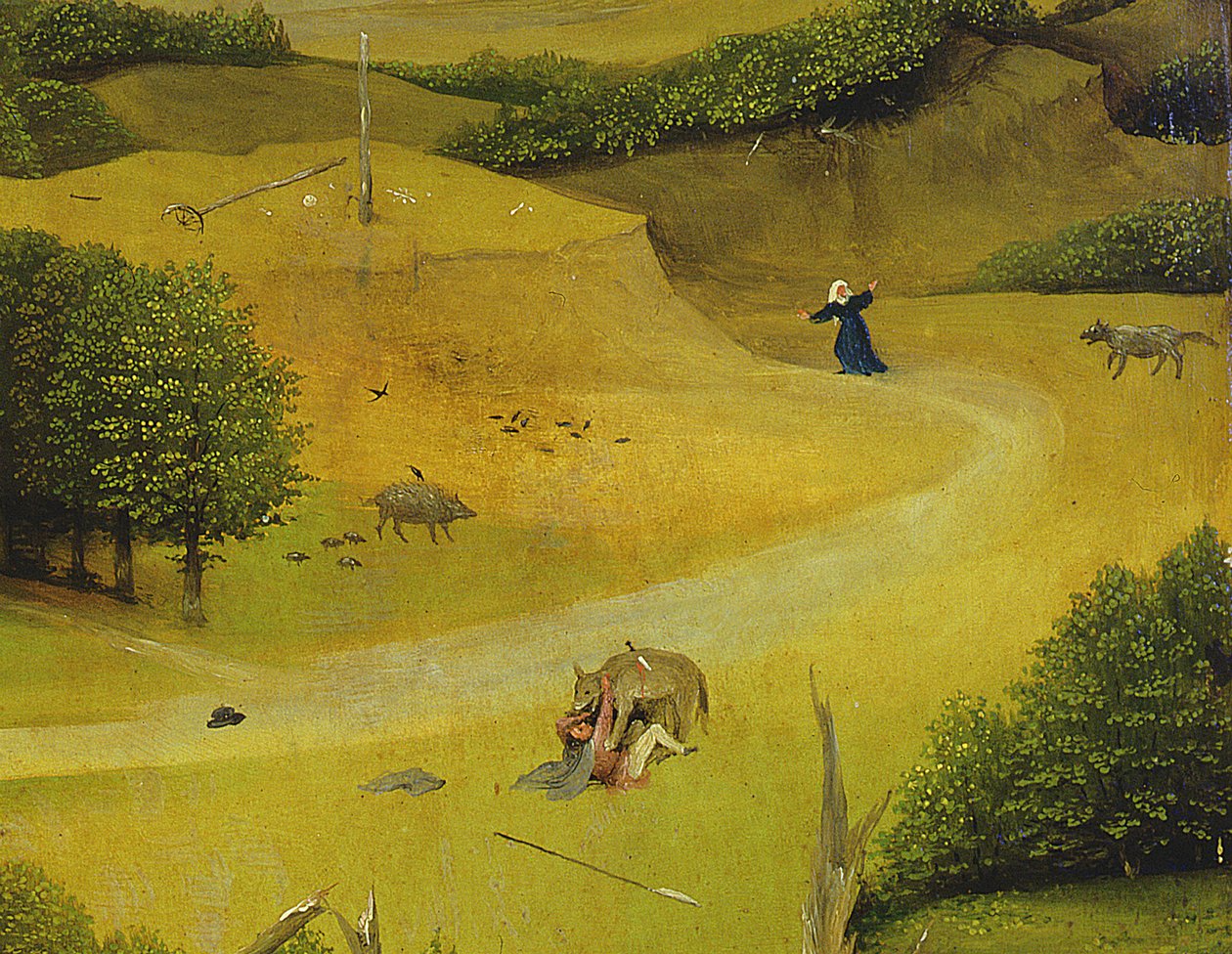 魔法师的崇拜，背景数字的细节，1510（细节3427） 作者 Hieronymus Bosch