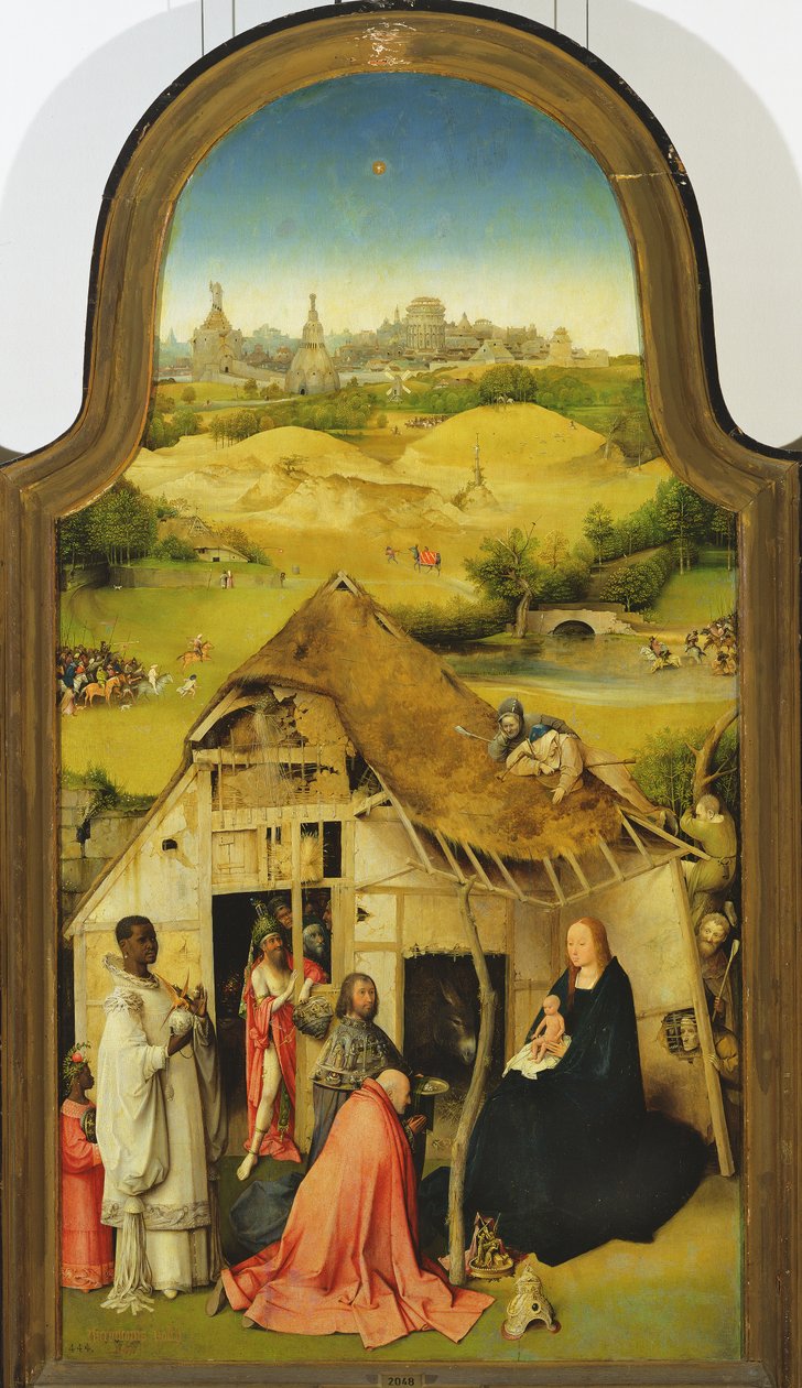 Magi的崇拜，中央面板的细节，1510油面板细节3427 作者 Hieronymus Bosch