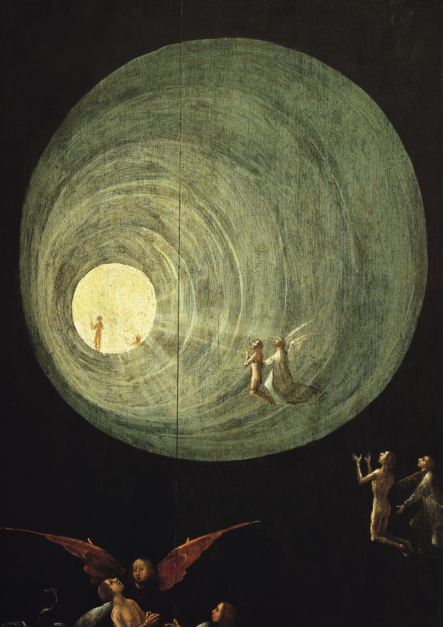 从一个被认为属于最后审判的变形板中获得的祝福的细节 作者 Hieronymus Bosch