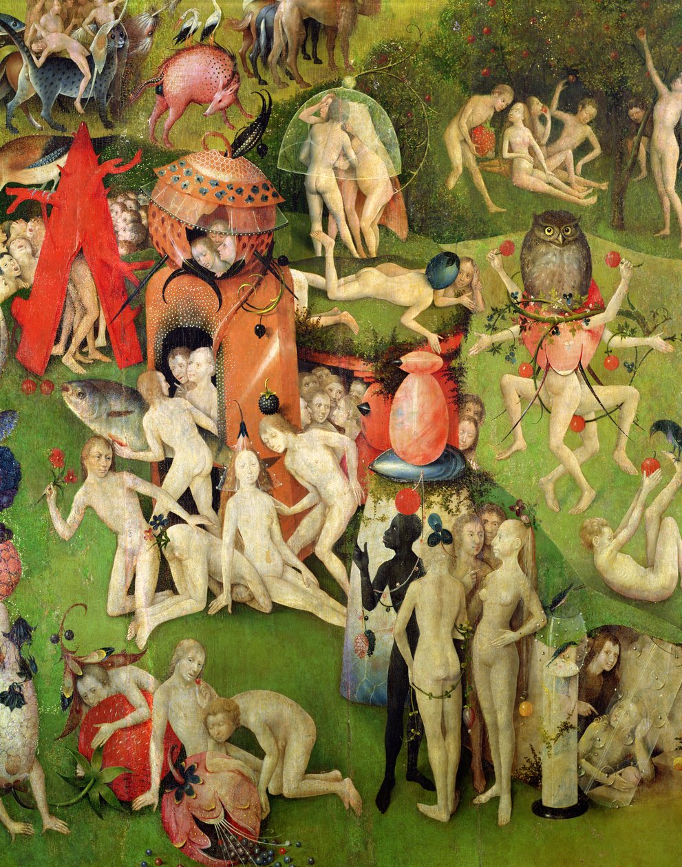 人间花园：奢华的寓言，三联画的中央面板，c.1500（细节） 作者 Hieronymus Bosch