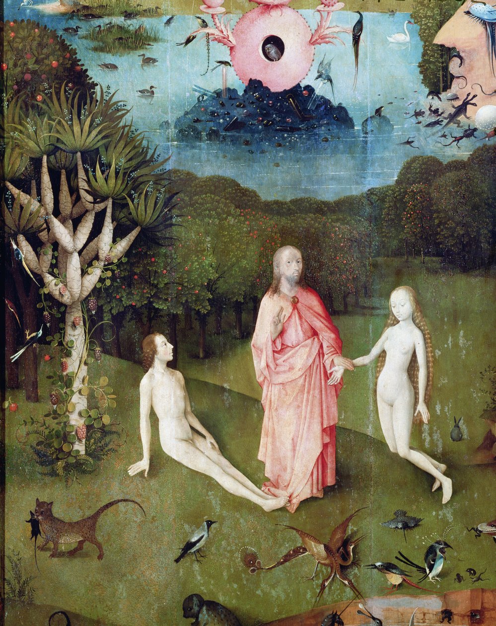 人间花园：伊甸园，三联画的左翼，c.1500（细节37912） 作者 Hieronymus Bosch