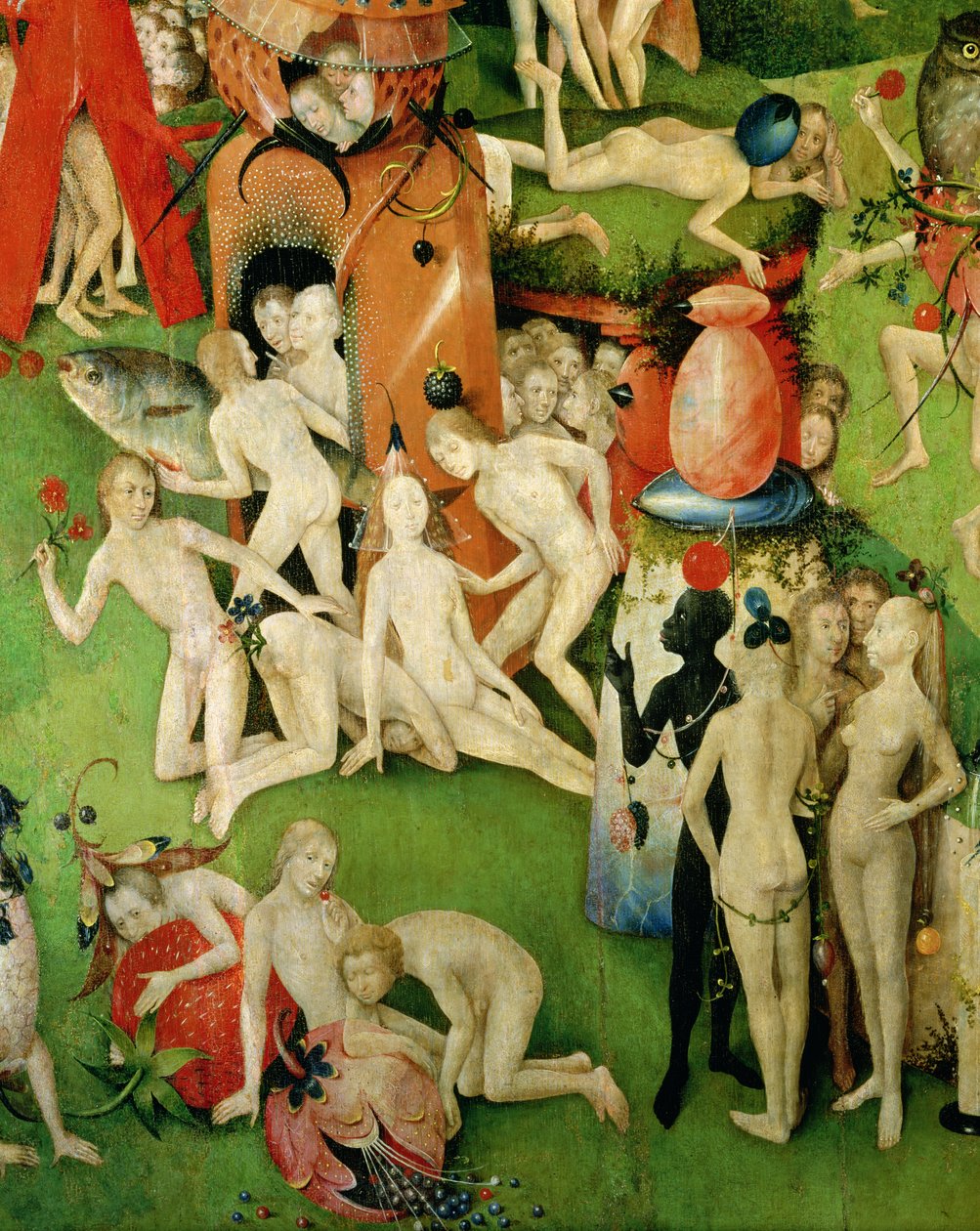 地球上的花园：奢华的寓言，三联画的中央面板，c.1500（细节） 作者 Hieronymus Bosch