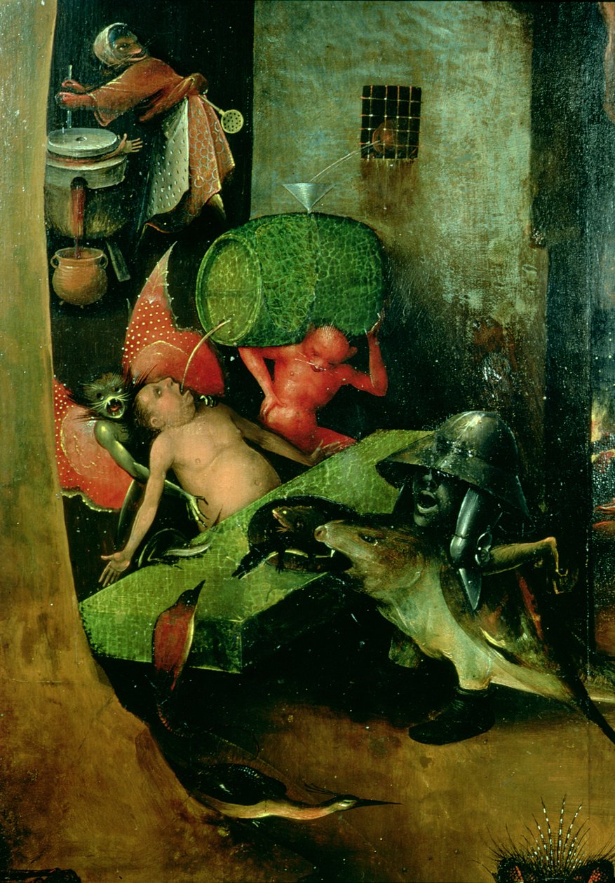 最后的审判（祭坛画）：木桶的细节 作者 Hieronymus Bosch