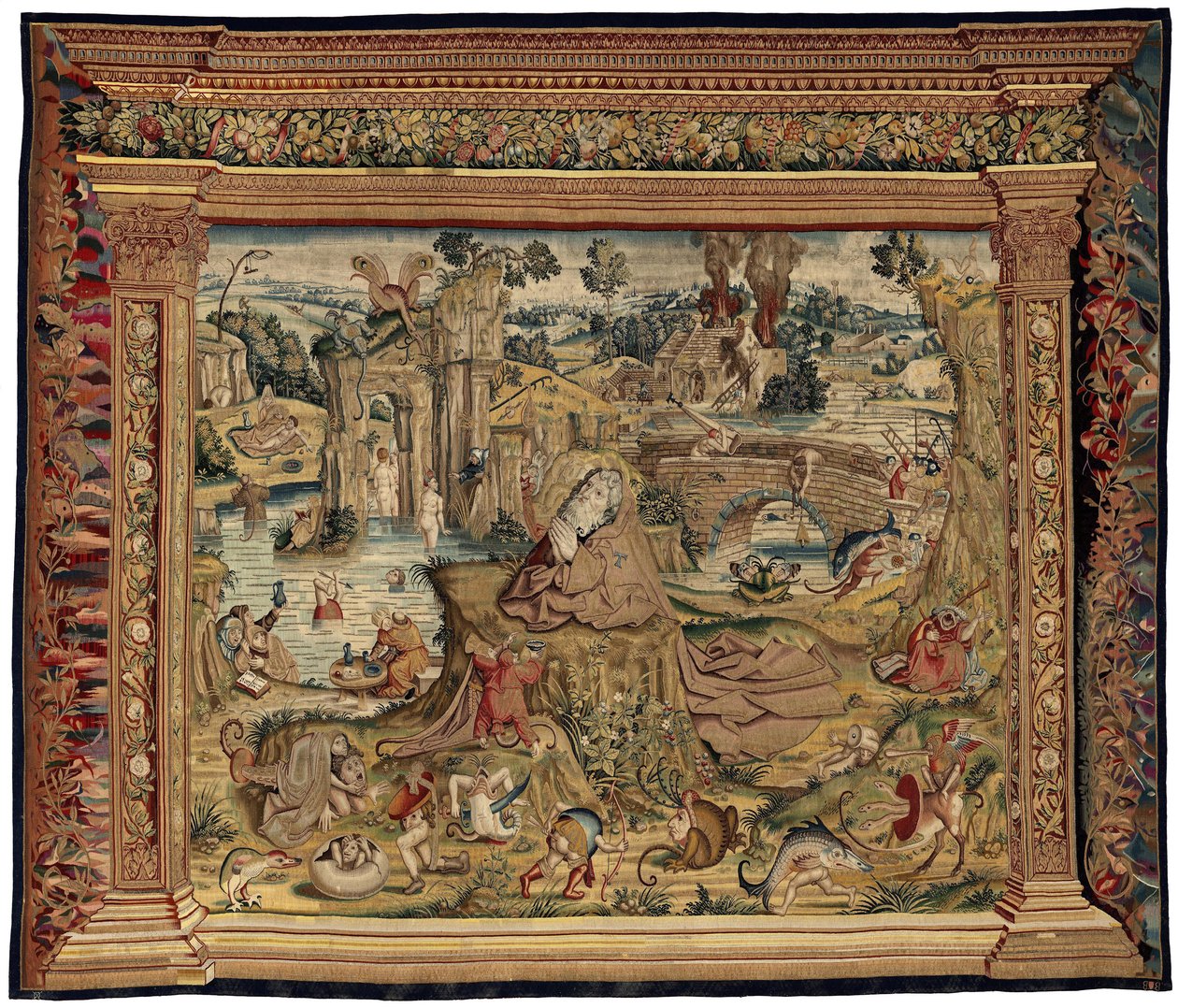灵感源自希罗尼穆斯-博斯（Hieronymus Bosch）作品的挂毯，约 1560 年（金、银、丝绸和羊毛 作者 Hieronymus（之后）Bosch