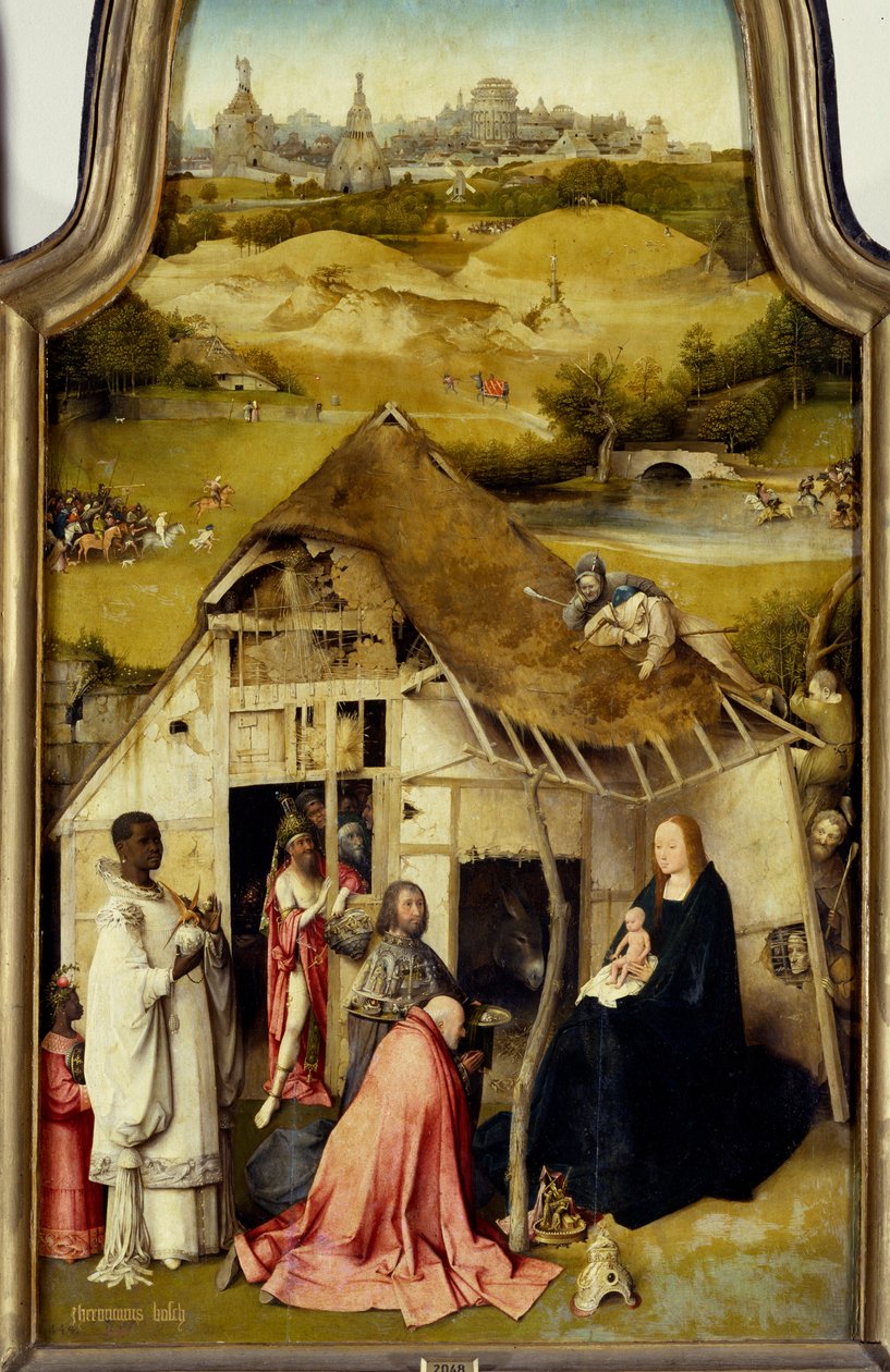 麦琪的崇拜三联画。腹板的细节。由Hieronymus Van Aeken (Aken) dit Jerome Bosch (1450-1516)绘制。1510-1511.马德里。普拉多博物馆。 作者 Hieronymus Bosch