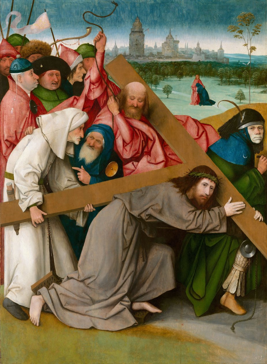 基督背着十字架，约1500年。 作者 Hieronymus Bosch