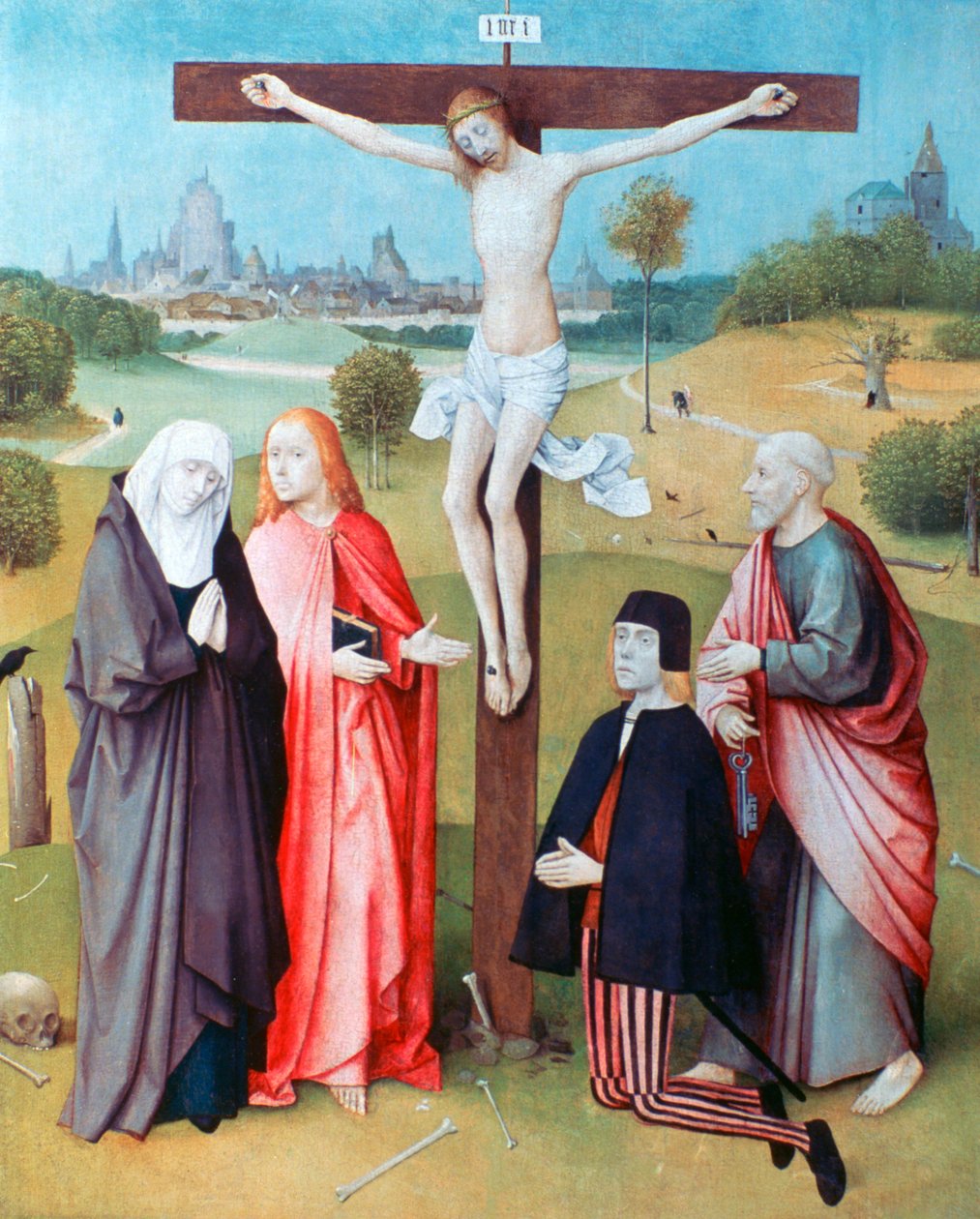 基督与捐助者和圣徒在十字架上，c1480-1516 作者 Hieronymus Bosch