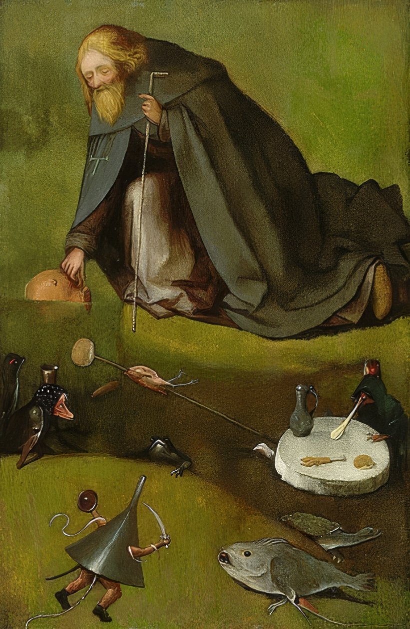 圣安东尼的诱惑。大约1500-10 作者 Hieronymus Bosch