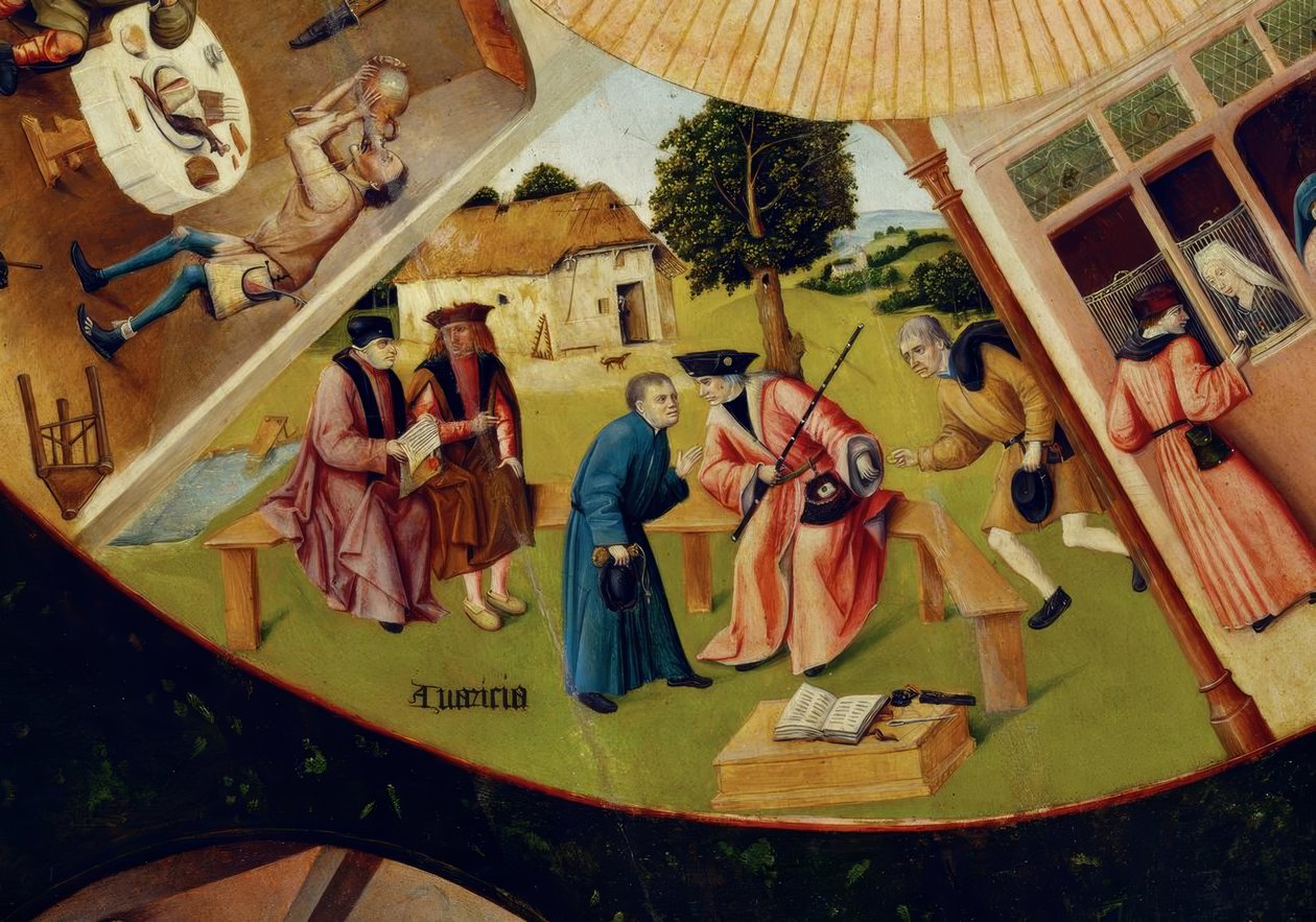 七个主要的罪和最后四个事 作者 Hieronymus Bosch