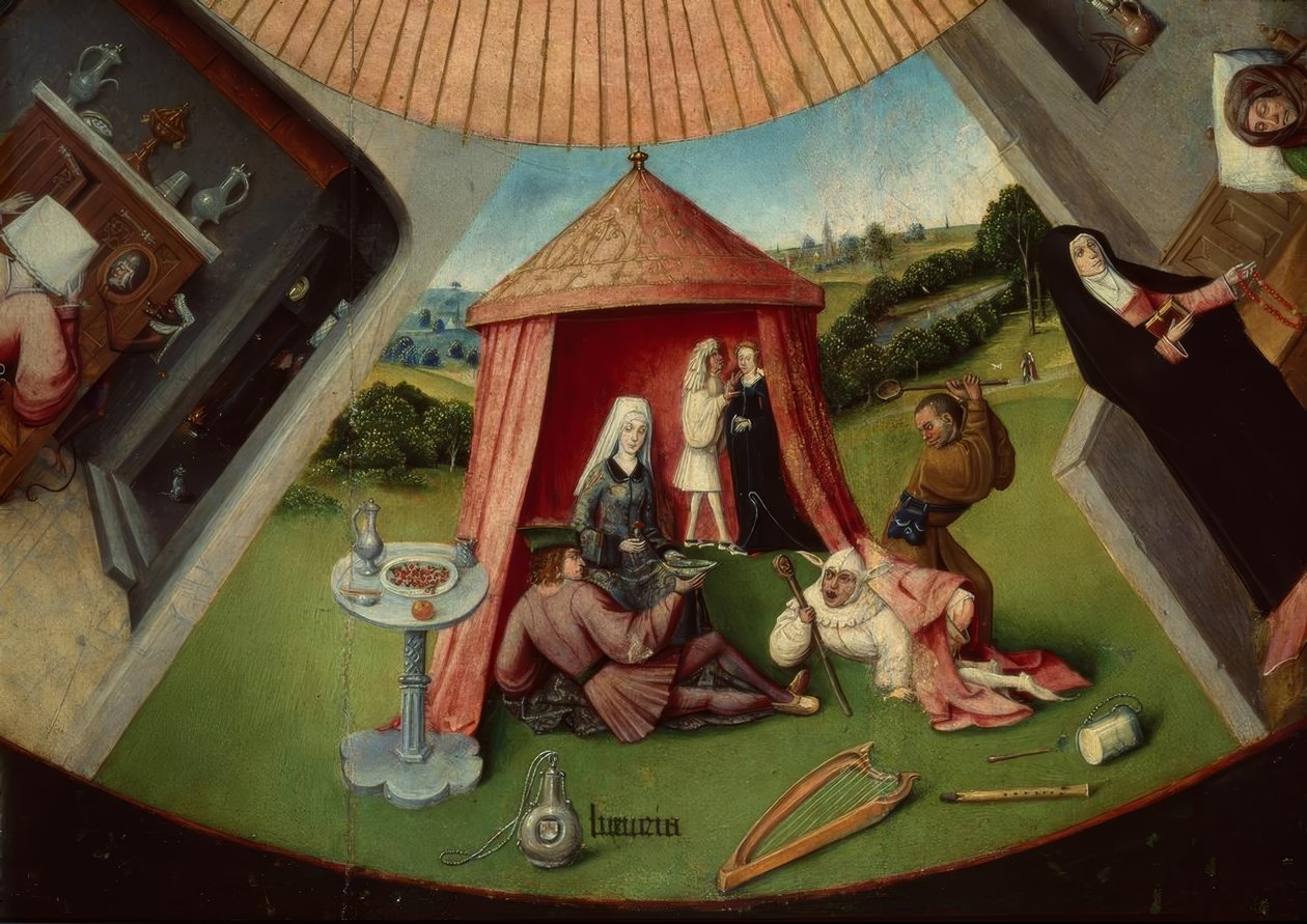 七大罪过和最后四件事 作者 Hieronymus Bosch