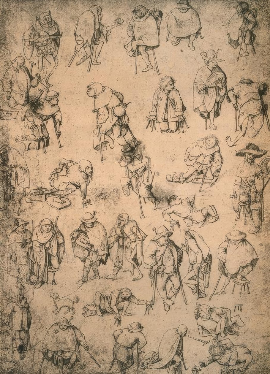 子，乞g和乞g音乐家 作者 Hieronymus Bosch