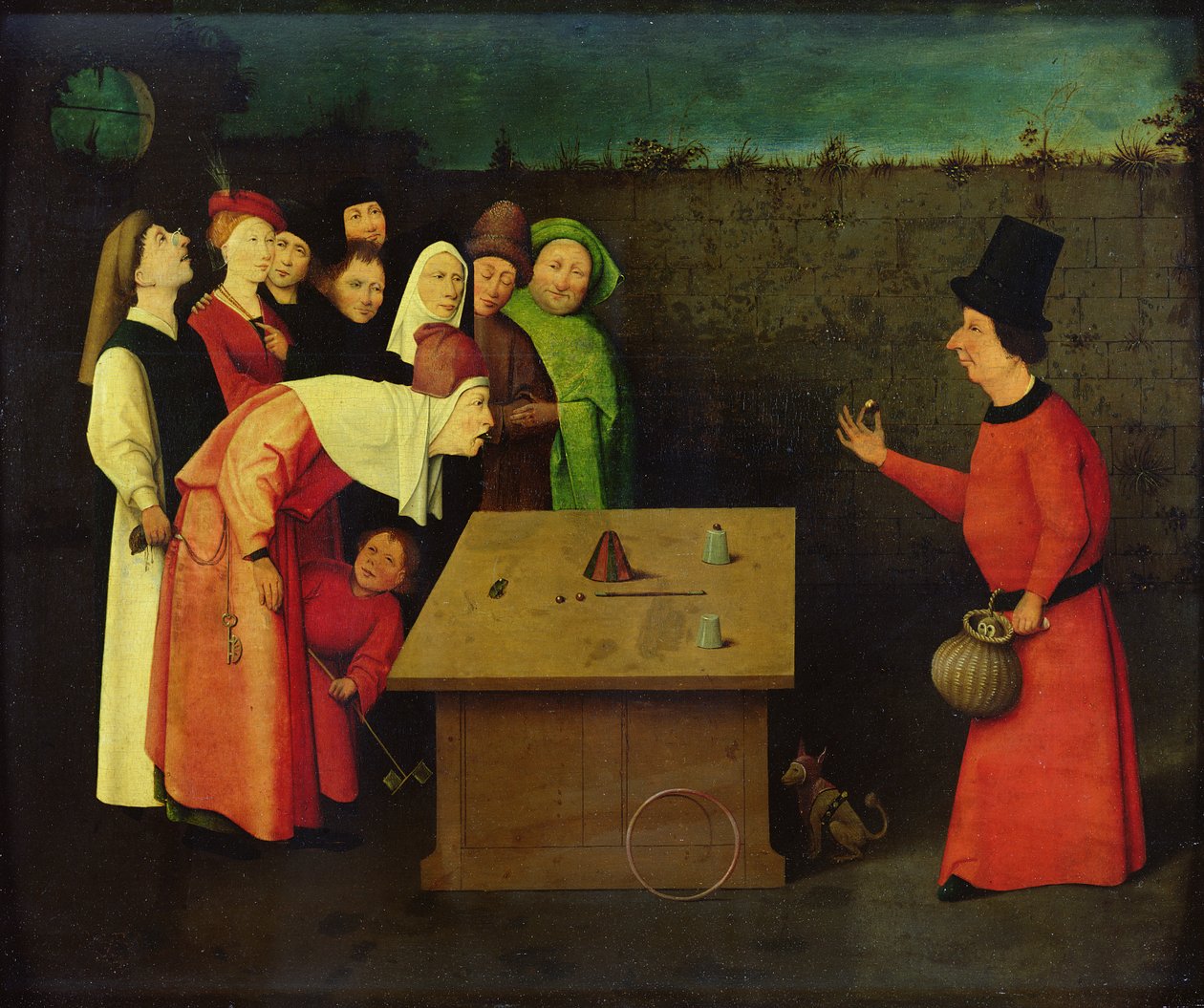 魔术师（面板上的油）（预修复） 作者 Hieronymus Bosch