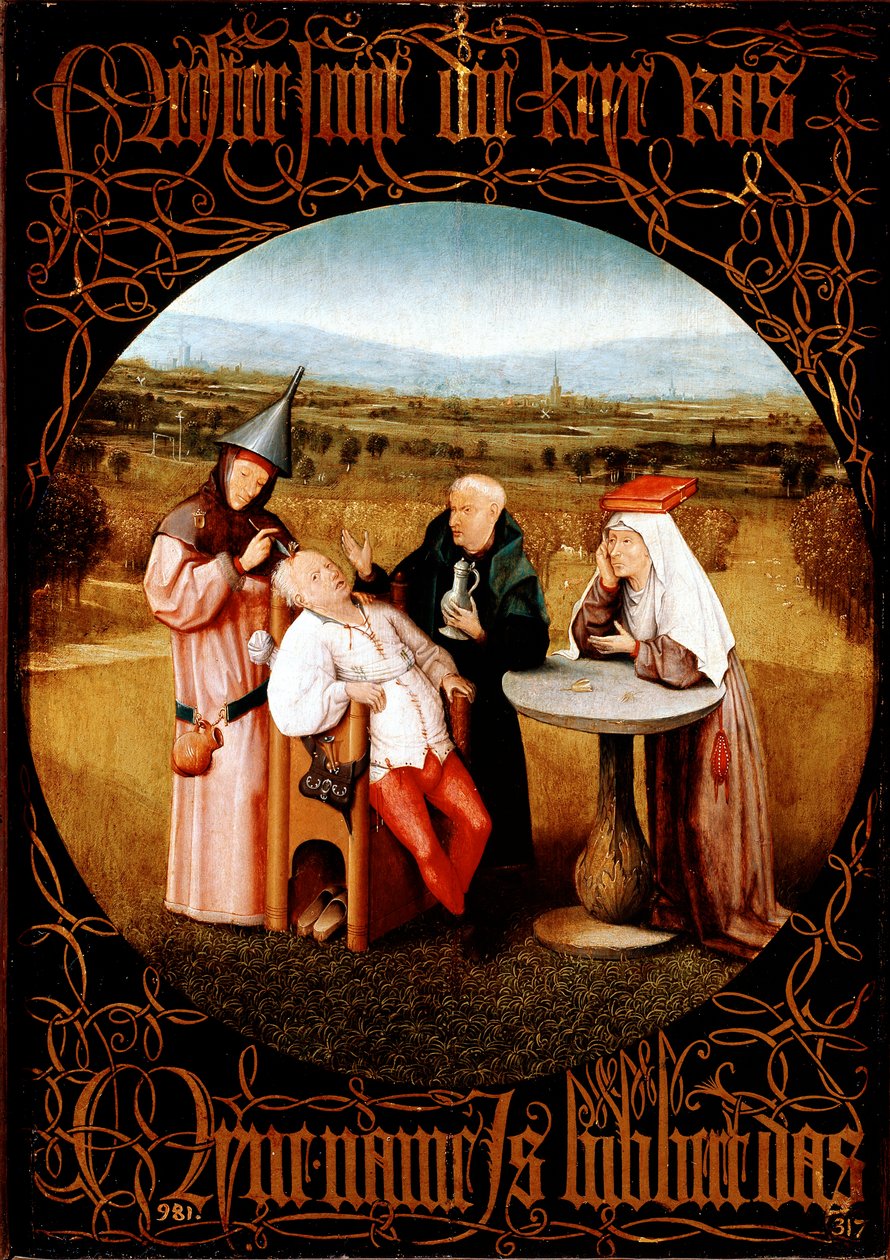 疯狂之石的提取》（《切石》或《愚蠢的治疗》）--绘画 作者 Hieronymus Bosch