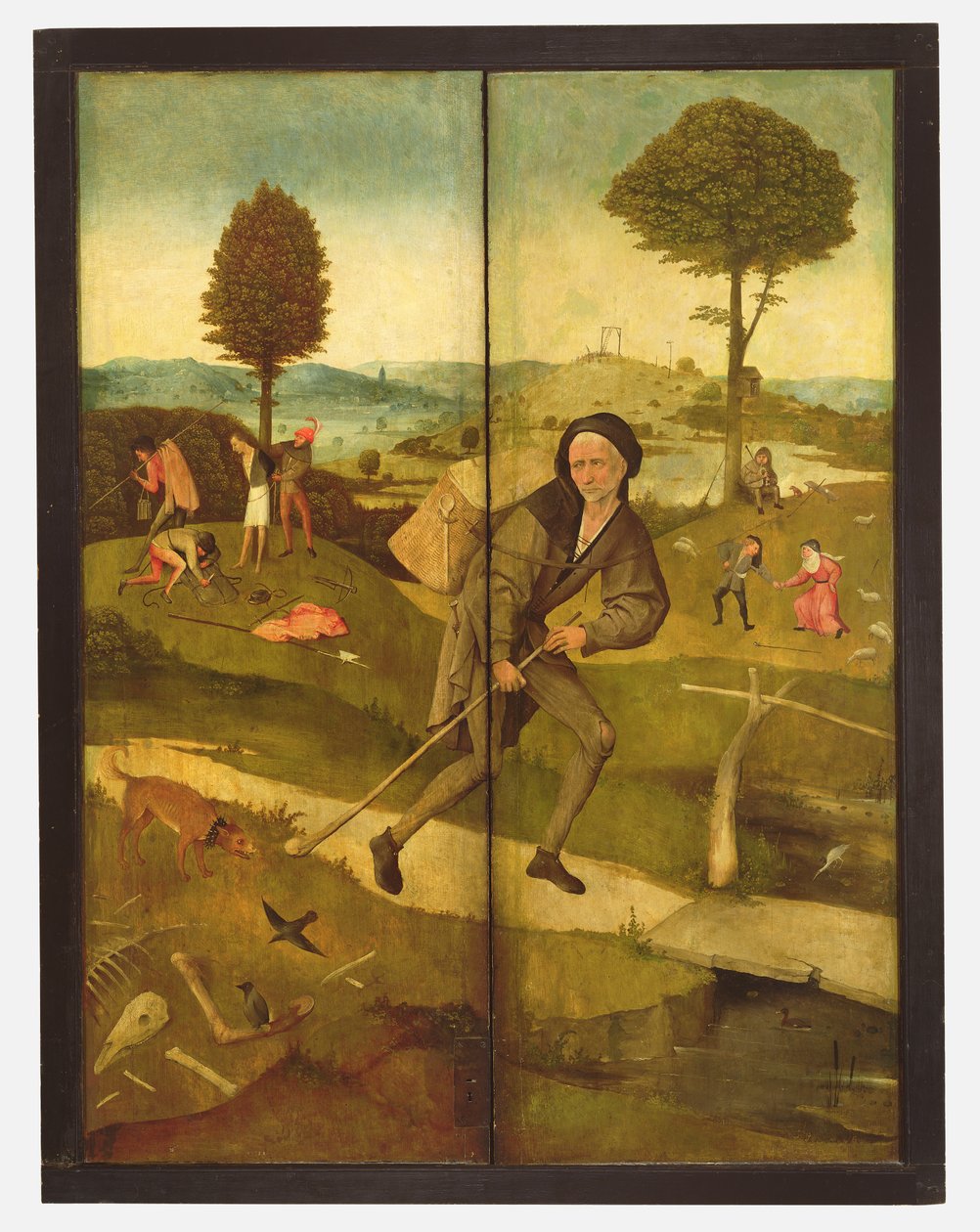 面板关闭的Haywain显示Everyman走在生命之路 作者 Hieronymus Bosch