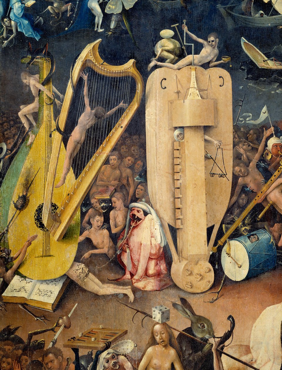 Hieronymus Van Aken (Aken) di Jerome Bosch (1450-1516) 三联画“陆地美食花园”右侧部分的地狱细节 作者 Hieronymus Bosch
