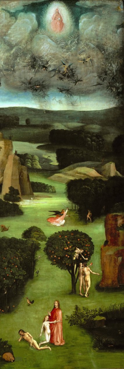 最后的审判》三联画，左面板，约1485年。 作者 Hieronymus Bosch