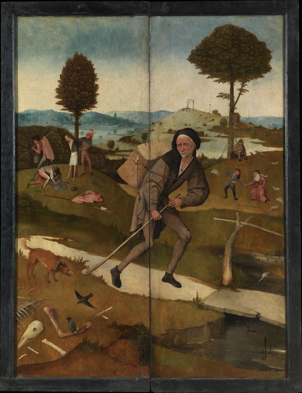 小贩The Haywain Triptych，反向 作者 Hieronymus Bosch