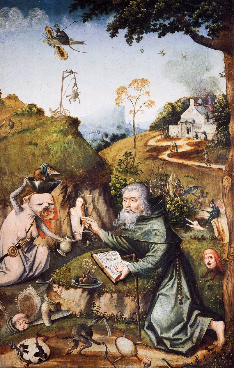 圣安东尼的诱惑，由 Hieronymus Bosch（约 1450-1516 年），面板油彩。 荷兰 作者 Hieronymus Bosch