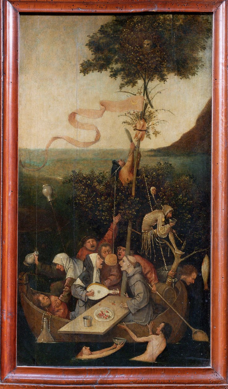 愚人船，约 1500 年（木板绘画） 作者 Hieronymus Bosch