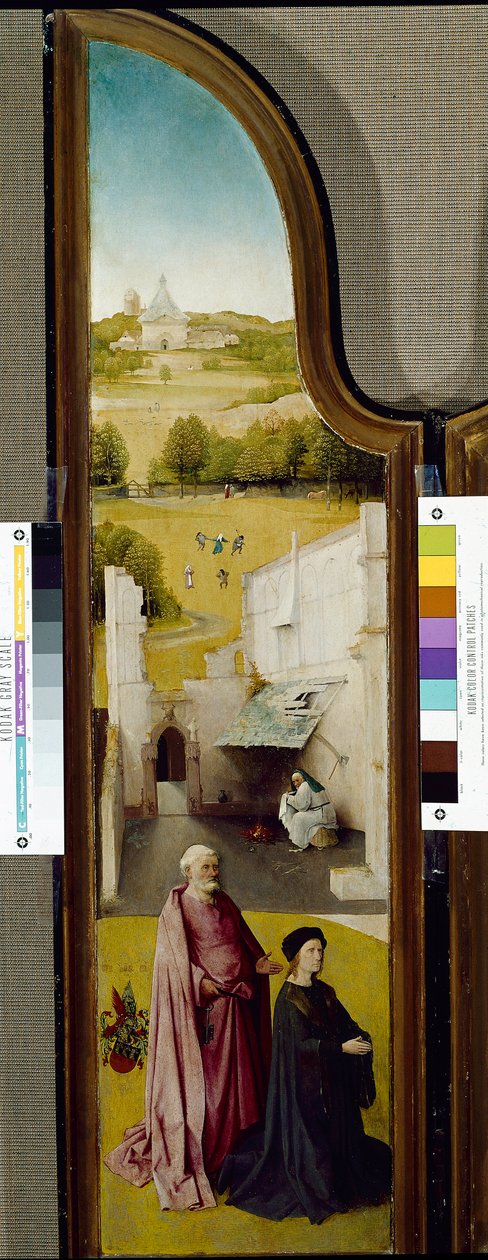 主显节与圣彼得和捐赠者的三联画（面板上的油 作者 Hieronymus Bosch