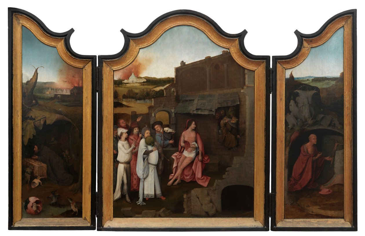 约伯记》三联画，约 1500-24 年（镶板油画） 作者 Hieronymus Bosch