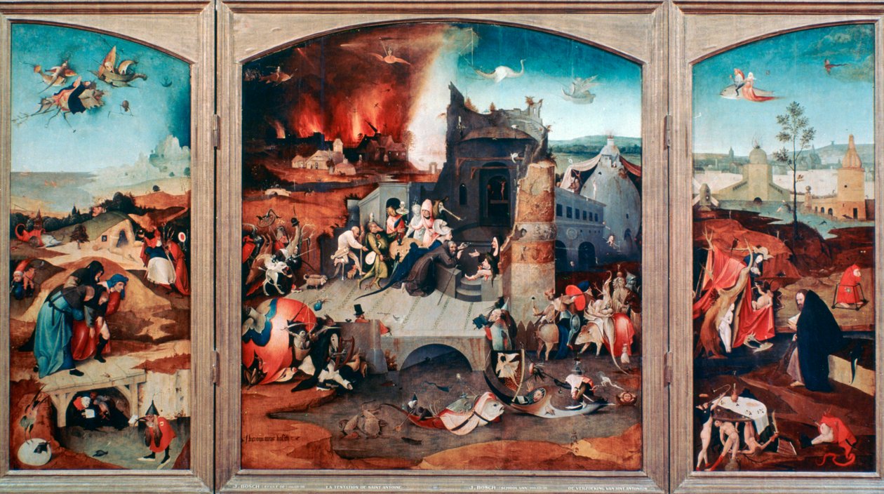 圣安东尼的诱惑三联画，c1480-1516年 作者 Hieronymus Bosch
