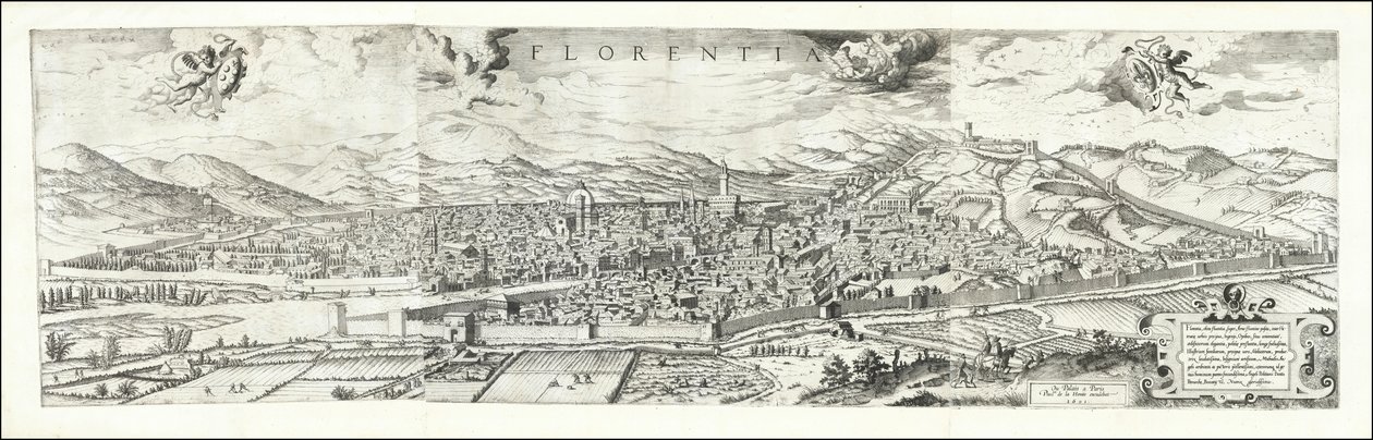 1557 年希罗尼穆斯-科克绘制的佛罗伦萨风景图，1601 年由保罗-范德胡夫出版 作者 Hieronymus公鸡