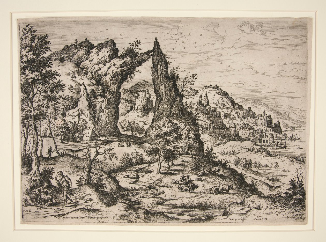 犹大和塔玛尔》，选自《圣经与神话场景》风景画 作者 Hieronymus公鸡