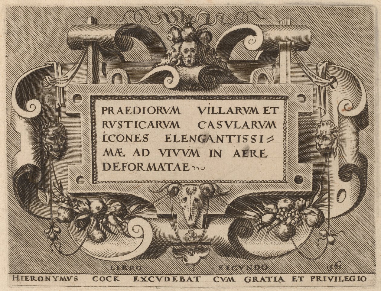 "Praediorum Villarum "的扉页 作者 Hieronymus公鸡