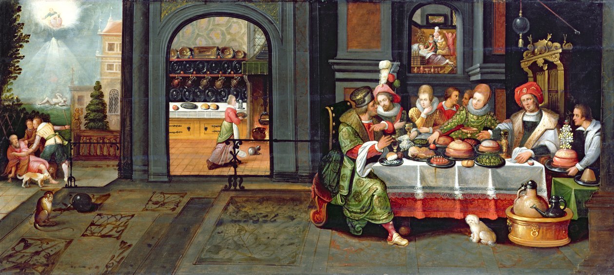 拉撒路在富人家中，1610年 作者 Hieronymus II Francken
