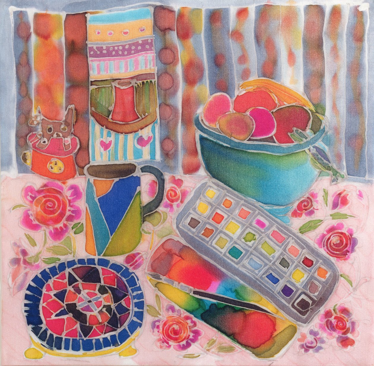 Artist&39;s Paintbox，2006（丝绸染料） 作者 希拉里·西蒙（Hilary Simon）