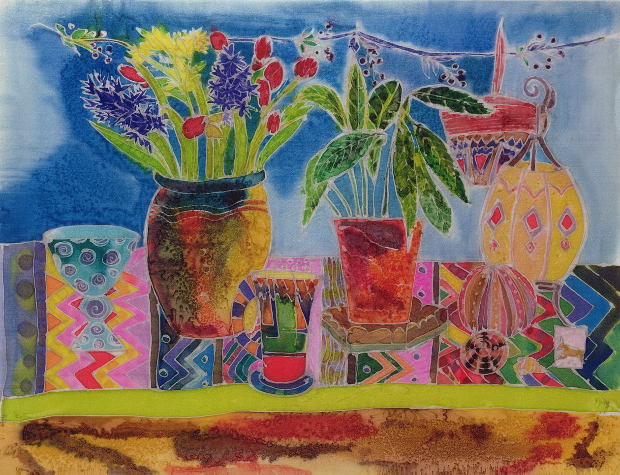 艺术家的餐具柜，2006年（丝绸染料） 作者 希拉里·西蒙（Hilary Simon）