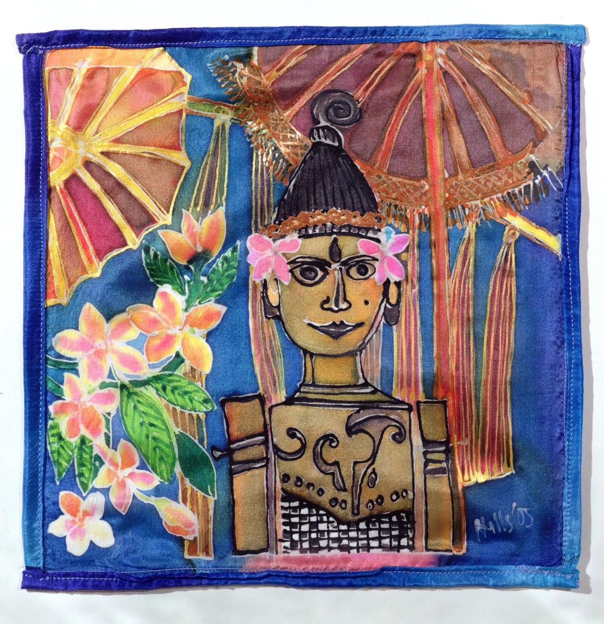 Balinese Puppet，2005（丝绸染料） 作者 希拉里·西蒙（Hilary Simon）