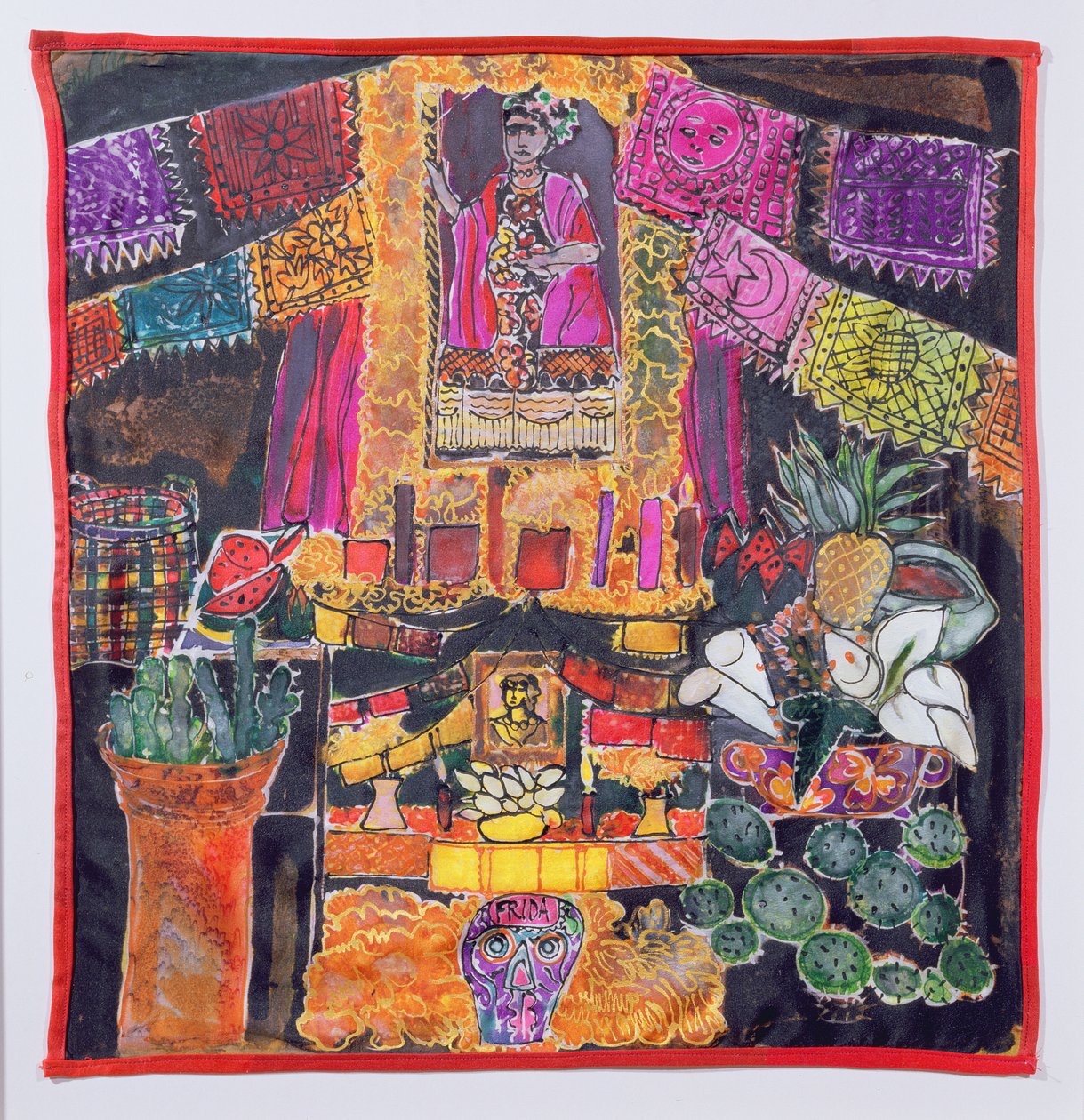 Frida Kahlo（1910-54）Shrine，2005（丝绸染料） 作者 希拉里·西蒙（Hilary Simon）
