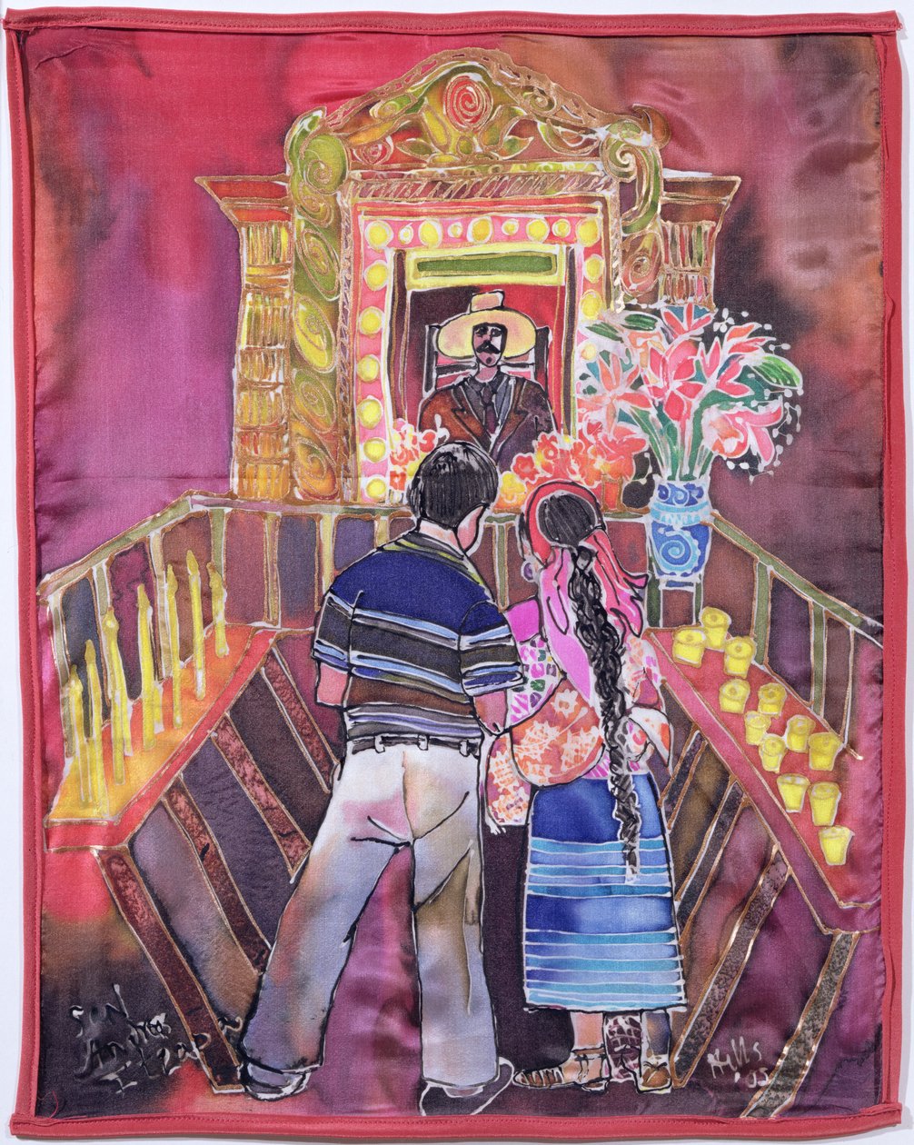 玛雅夫妇，2005年（丝绸染料） 作者 希拉里·西蒙（Hilary Simon）