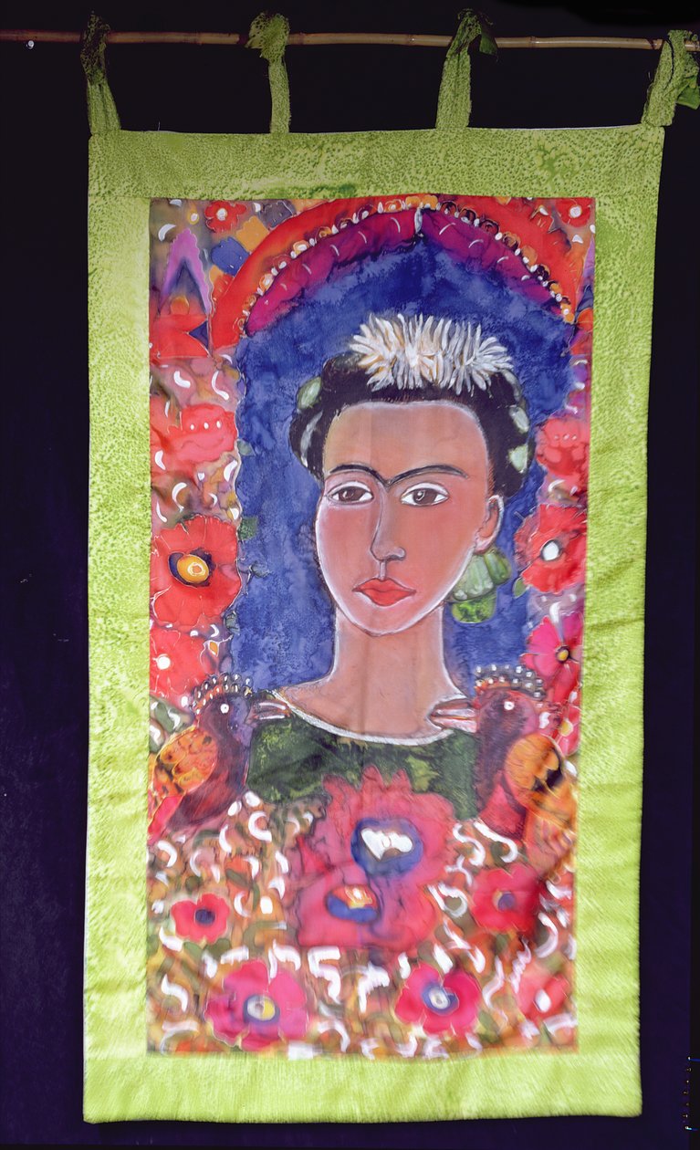 对Frida Kahlo（1910-54）2005（丝绸染料）的敬意 作者 希拉里·西蒙（Hilary Simon）