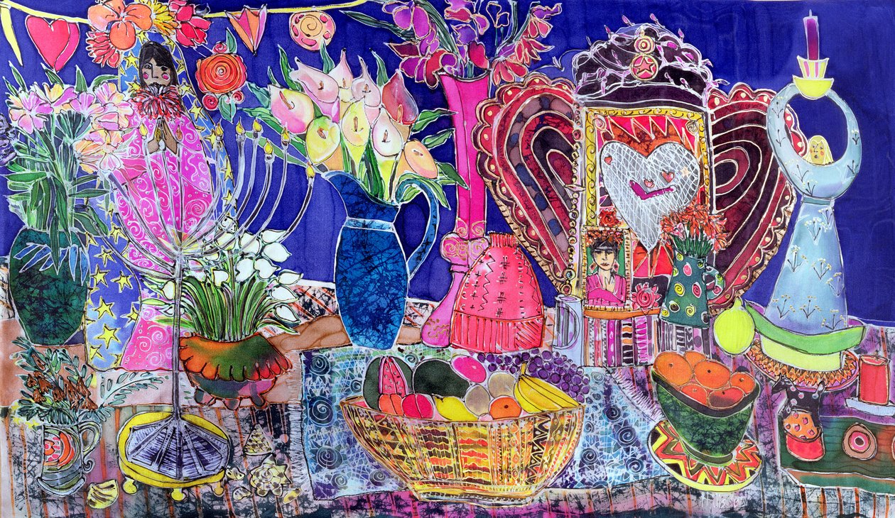 与Kyra的心脏静物，2005年（丝绸染料） 作者 希拉里·西蒙（Hilary Simon）
